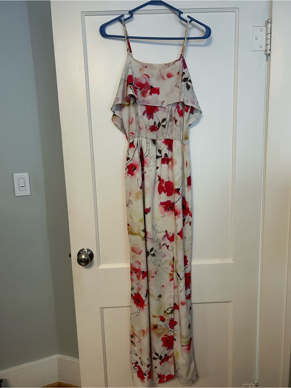 Everly Ivory Dress with Pink & Red Floral Print